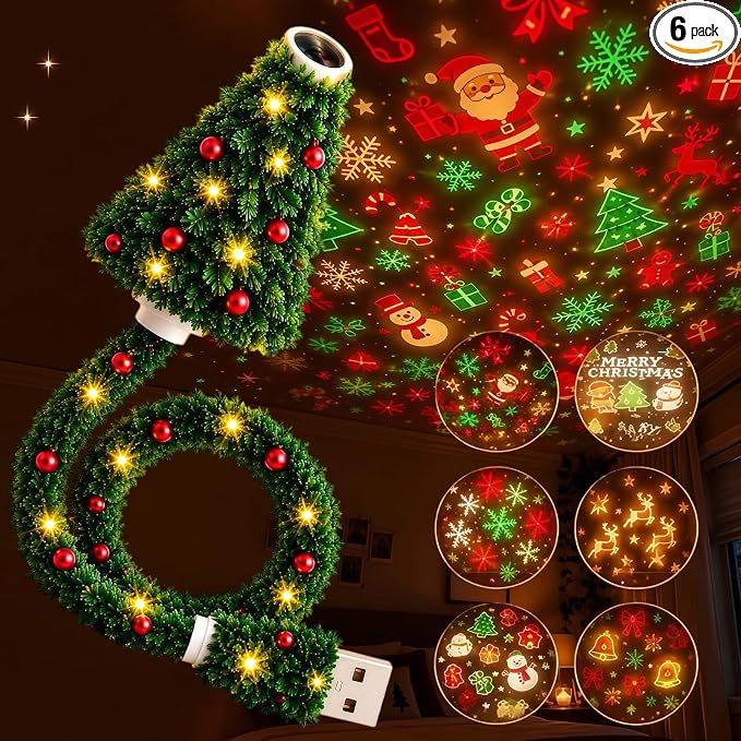 🎄 Plug-In Christmas Tree Projection Night Light – Instant Holiday Room Decor