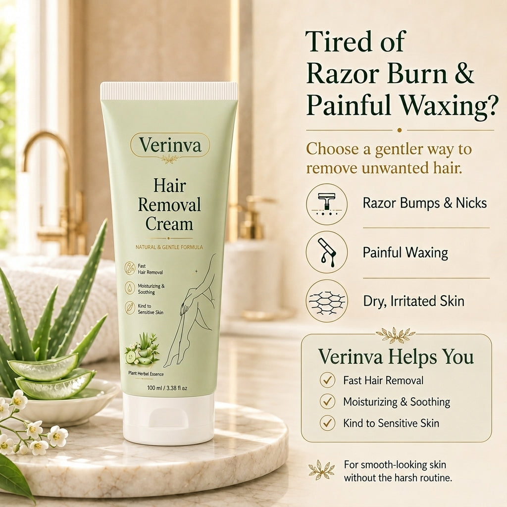 Verinva™ Natural Gentle Hair Removal Cream | For Women & Men, Sensitive Skin