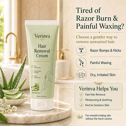 Verinva™ Natural Gentle Hair Removal Cream | For Women & Men, Sensitive Skin