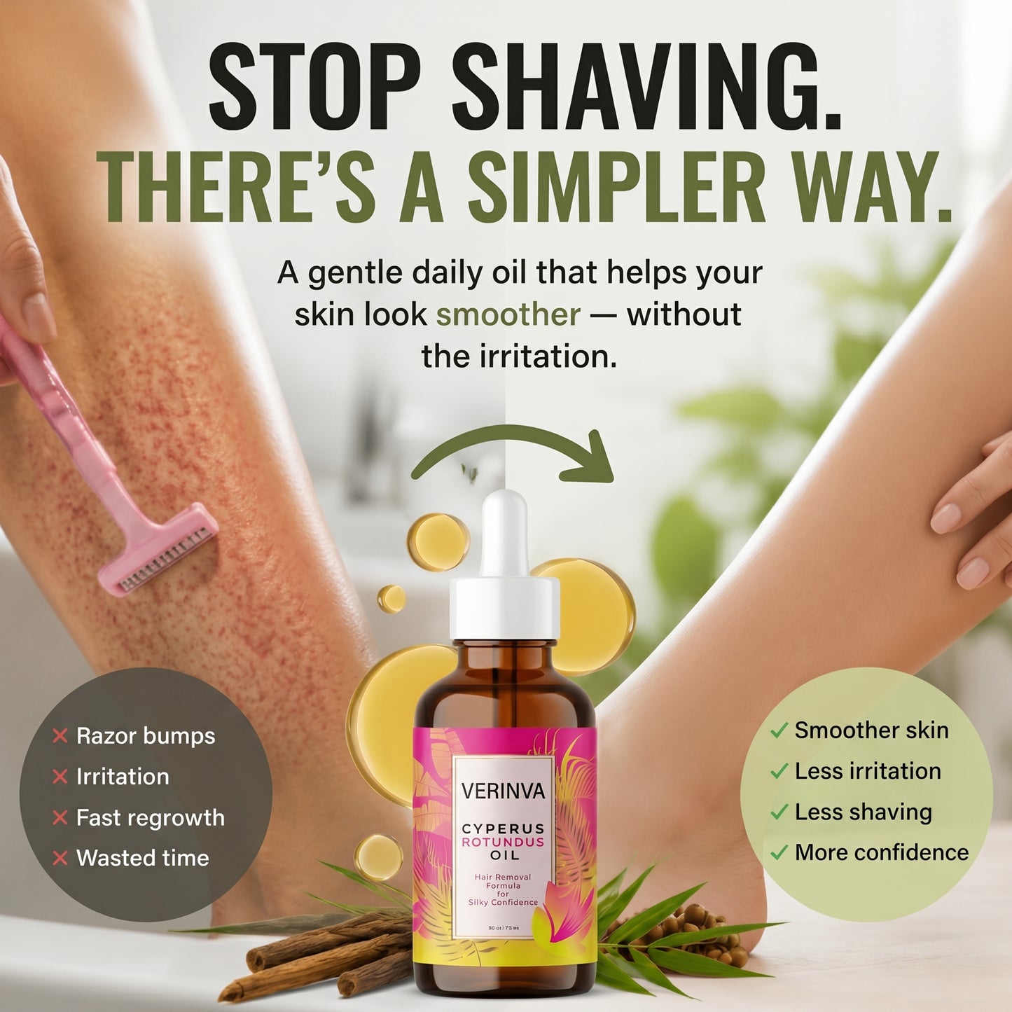 Verinva Beauty Hair Reduction Oil – Stop Unwanted Hair & Reveal Softer Skin