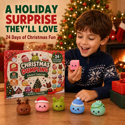 Christmas Mini Squishies Advent Calendar 2026, 24-Day Dumpling Squishy Toy Countdown Calendar with Glitter Squeeze Toys, Holiday Gift for Kids